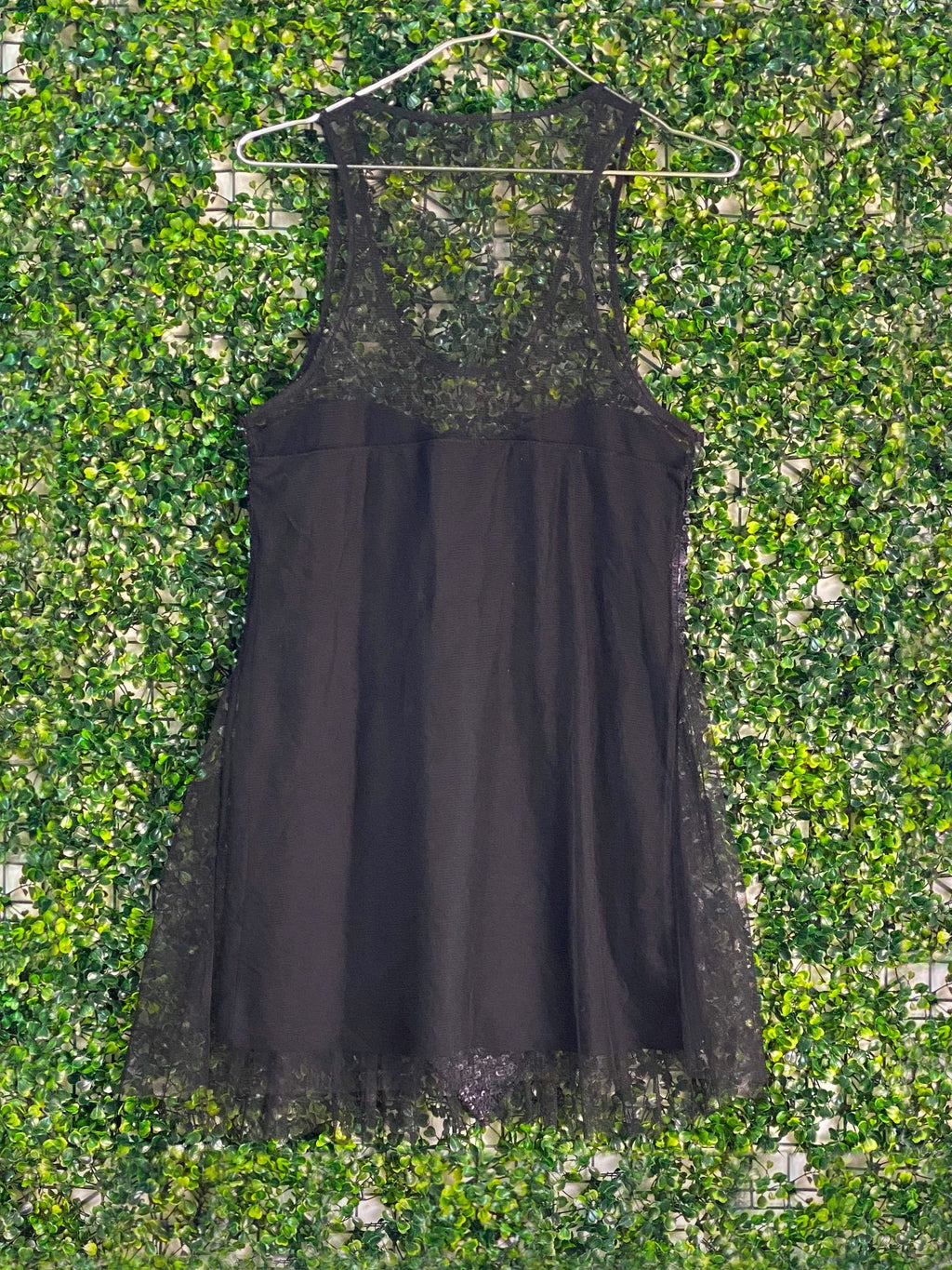 Triple Seven Black Sequin Mesh Top — back