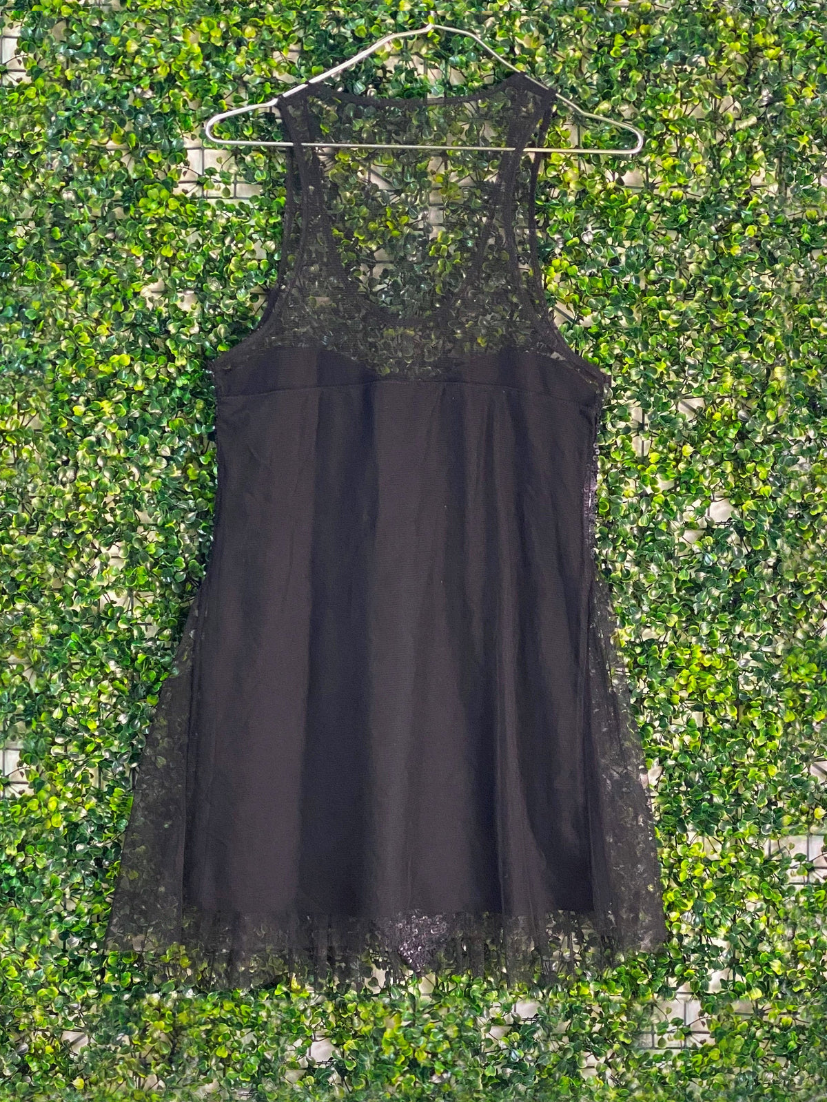 Triple Seven Black Sequin Mesh Top — back