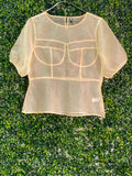 FTX Champagne Sheer Bustier-Detail Blouse — front