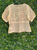 FTX Champagne Sheer Bustier-Detail Blouse — back
