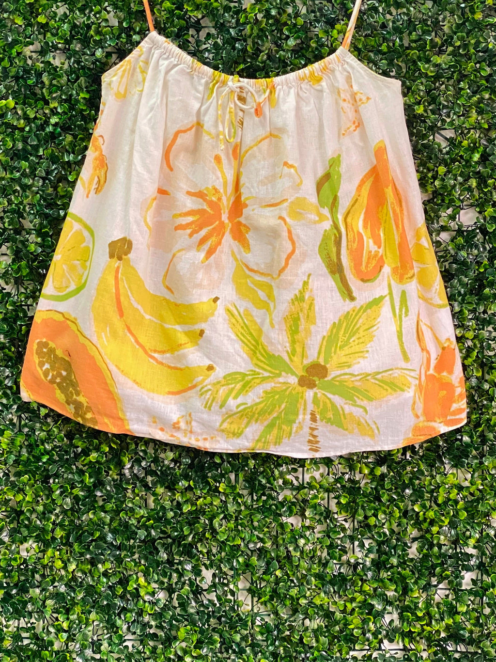 SABO Citrus Tropical Linen-Blend Camisole Top — front