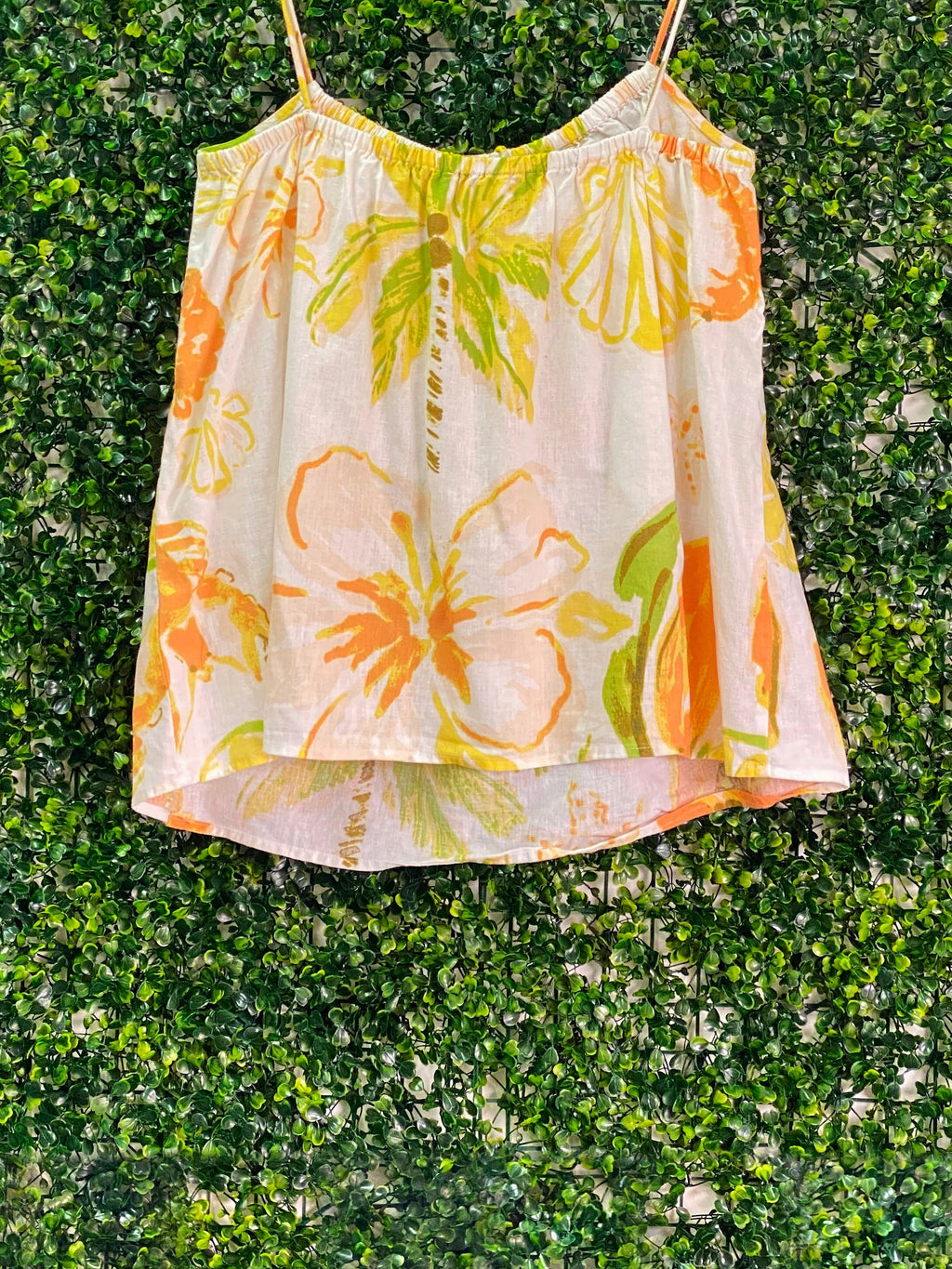 SABO Citrus Tropical Linen-Blend Camisole Top — back