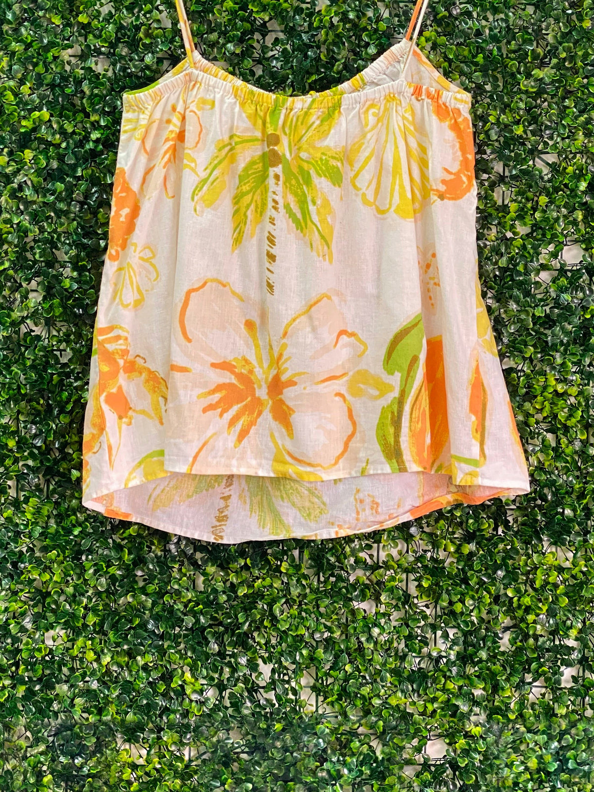 SABO Citrus Tropical Linen-Blend Camisole Top — back