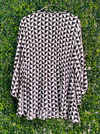 Queenspark Black & White Geometric Print Blouse — back