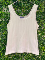 Ralph Lauren White Ribbed Cotton Embroidered Tank Top — front