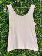 Ralph Lauren White Ribbed Cotton Embroidered Tank Top — back
