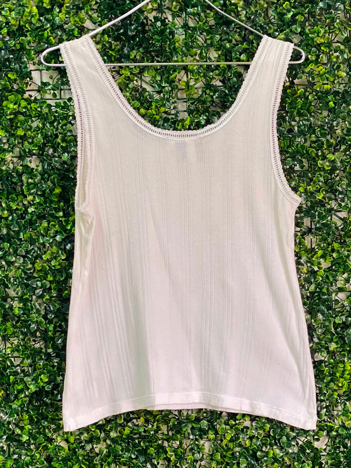 Ralph Lauren White Ribbed Cotton Embroidered Tank Top — back