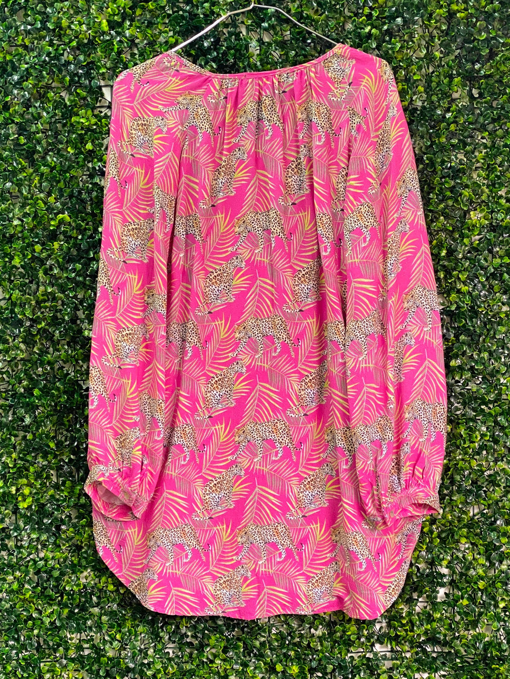 August Pink Leopard Palm Print Tunic — back