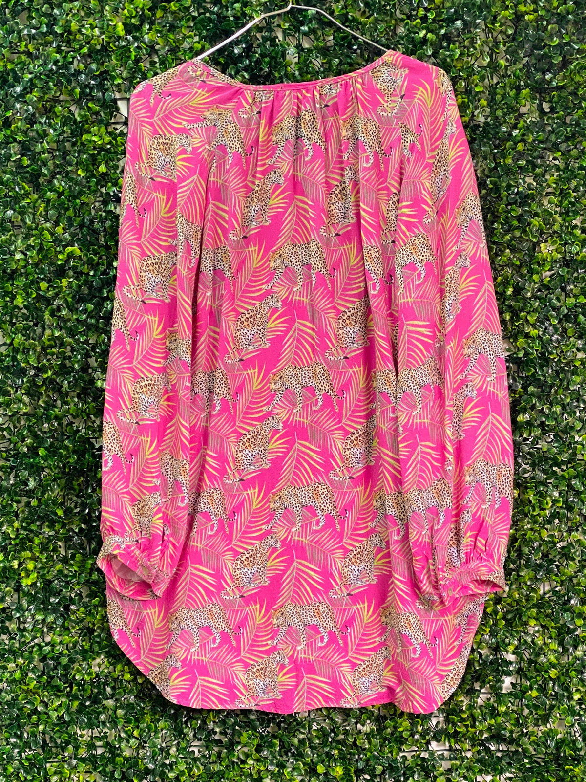 August Pink Leopard Palm Print Tunic — back