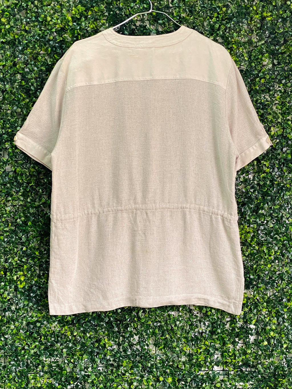 Colourville Natural Linen-Blend Pocket Blouse — back