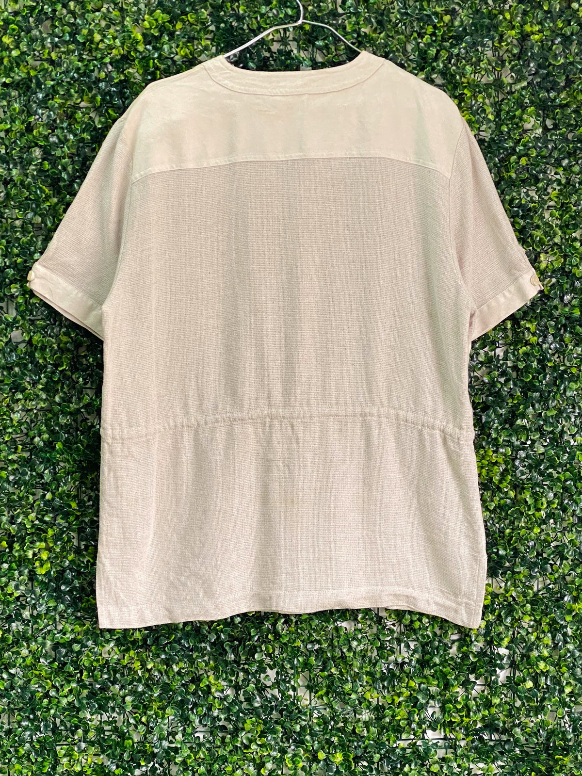 Colourville Natural Linen-Blend Pocket Blouse — back