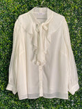 Woolworths Ivory Ruffle Tie-Neck Blouse — front