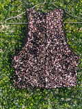 H&M Black Rose Gold Sequin Crop Top — front