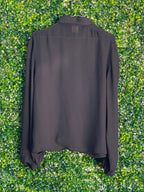 Shelley Black Covered-Button Vintage Blouse — back
