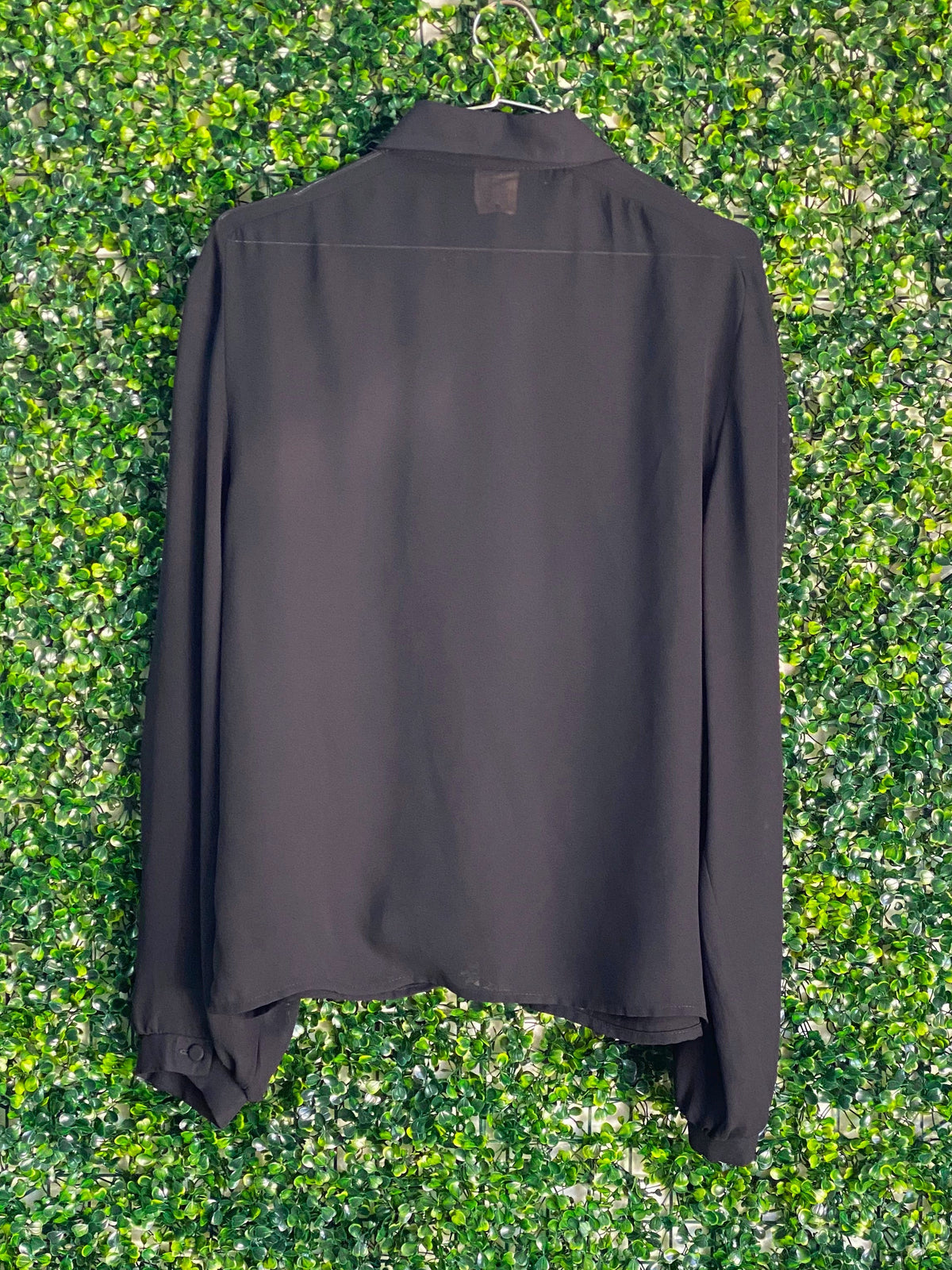 Shelley Black Covered-Button Vintage Blouse — back