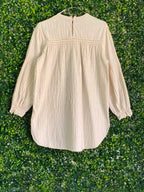 Zara Cream Cotton-Linen Crochet Trim Smock Dress — back