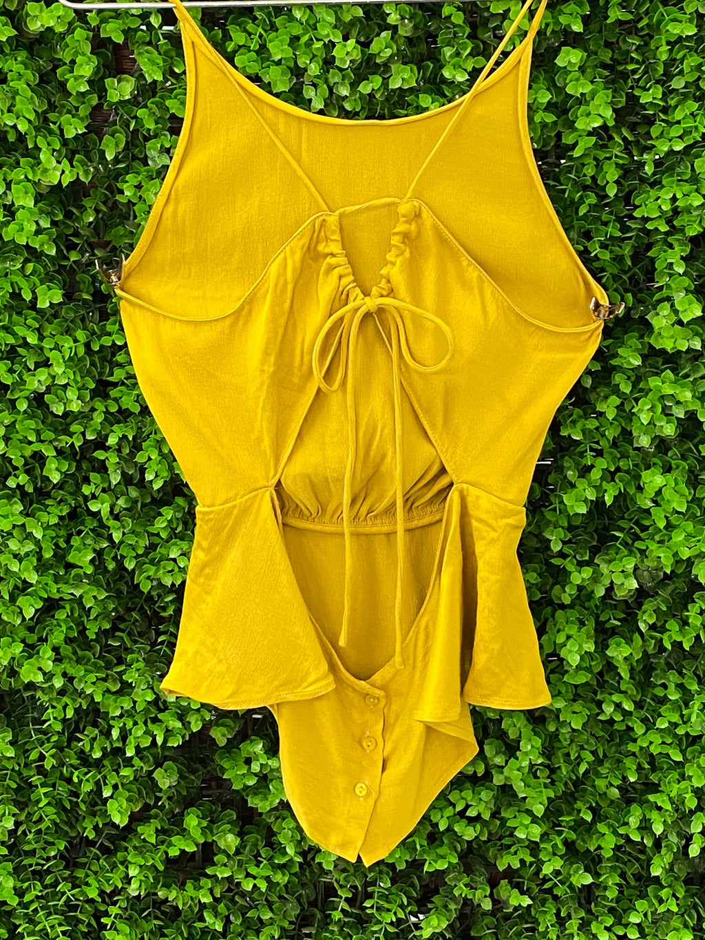 Zara Trafaluc Mustard Open-Back Shirt