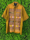 Mustard Gold Patterned Button-Up Shirt