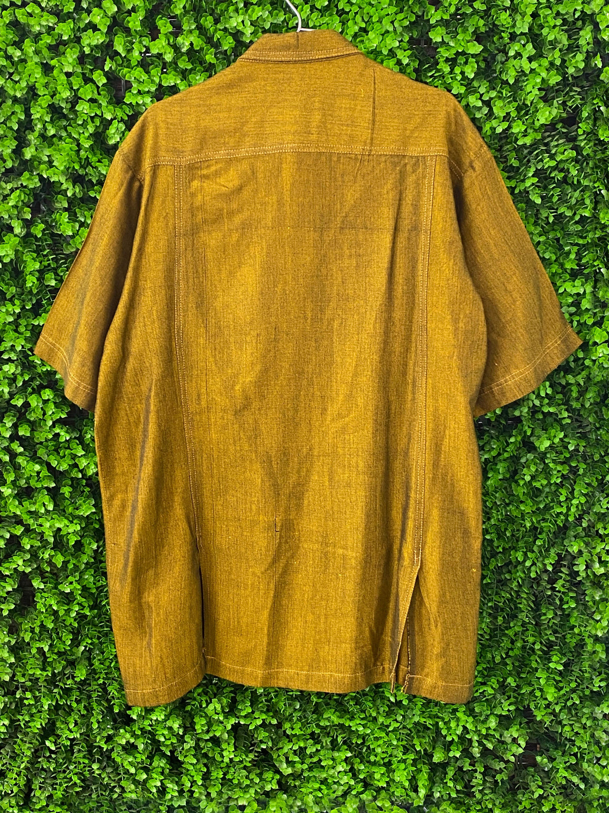 Mustard Gold Patterned Button-Up Shirt