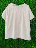 Cream Embroidered Button-Up Top