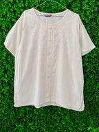 Cream Embroidered Button-Up Top