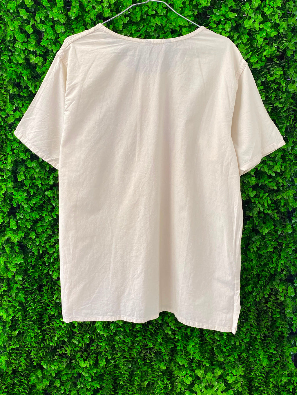 Cream Embroidered Button-Up Top