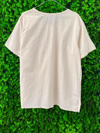Cream Embroidered Button-Up Top