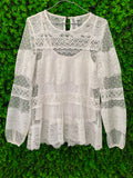 Forever New White Lace Long Sleeve Top