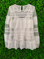 Forever New White Lace Long Sleeve Top