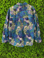 Ange Blue & Green 100% Cotton Abstract Floral Blouse
