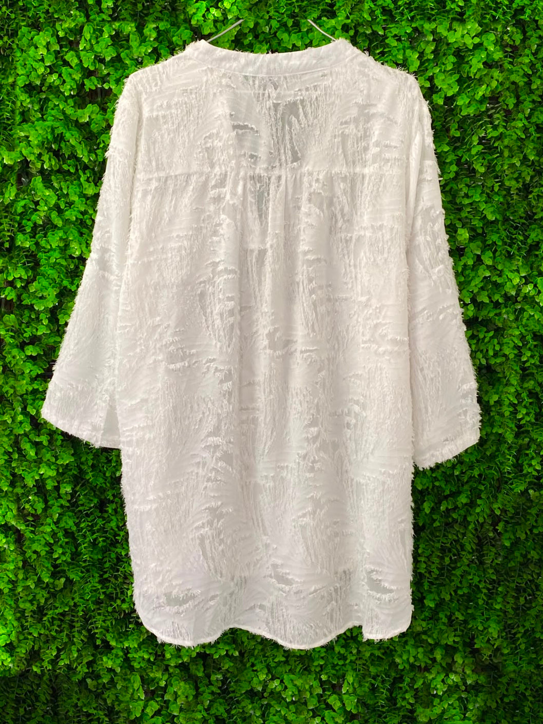 White Broderie Oversized V-Neck Blouse