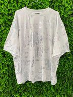 White Metallic Foil Oversized T-Shirt