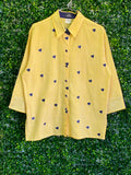 Cotton Connection Yellow Gingham Heart Print Blouse — front
