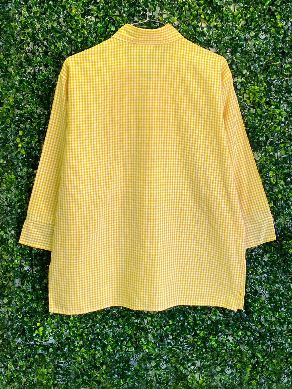 Cotton Connection Yellow Gingham Heart Print Blouse — back