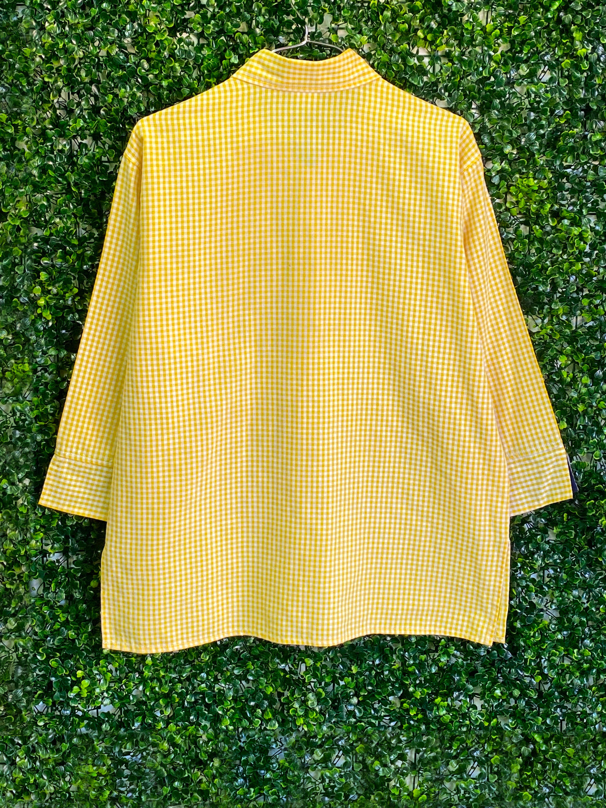 Cotton Connection Yellow Gingham Heart Print Blouse — back