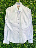 White Paisley-Trim Tailored Shirt — front