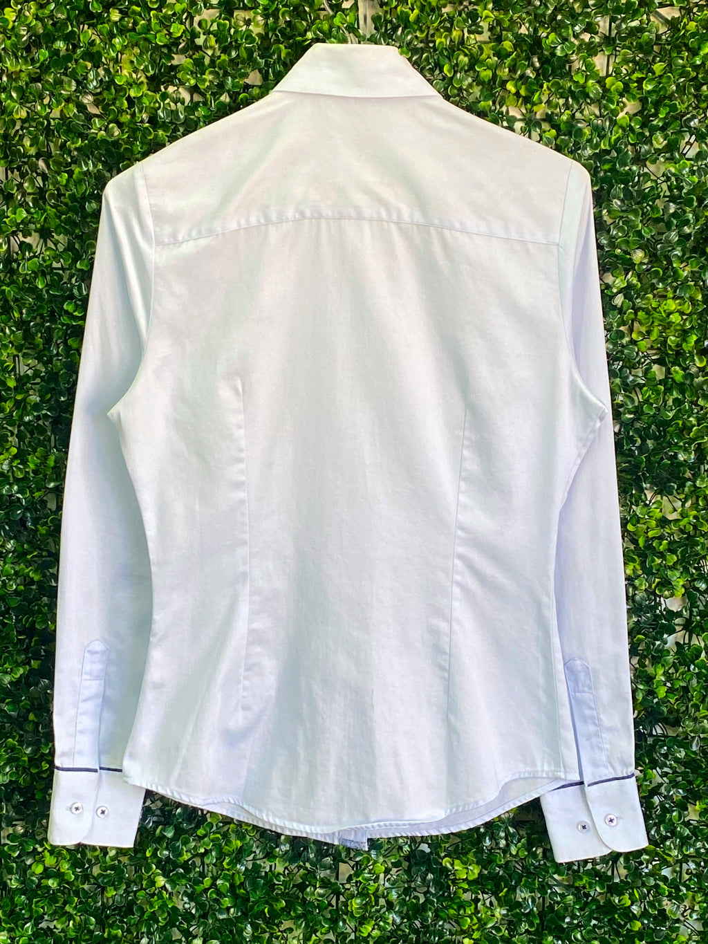 White Paisley-Trim Tailored Shirt — back