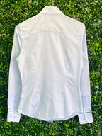 White Paisley-Trim Tailored Shirt — back