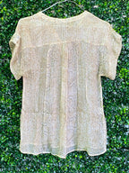 Gerard Darel Cream Printed Short-Sleeve Blouse — back