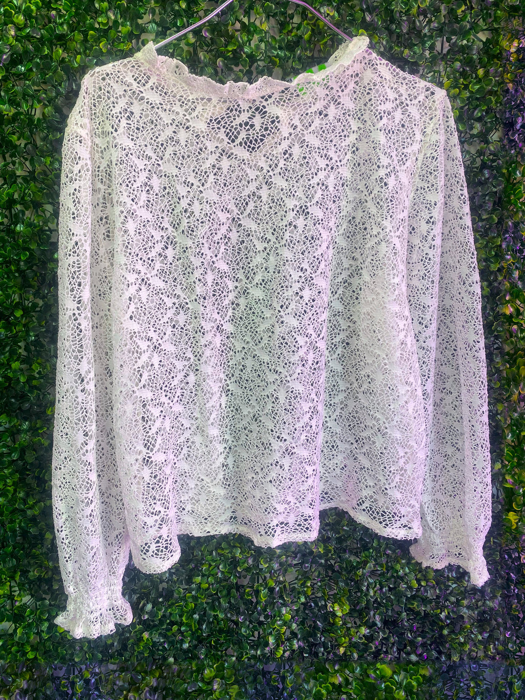 Amari Cream Lace Long Sleeve Blouse — front