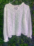 Amari Cream Lace Long Sleeve Blouse — front