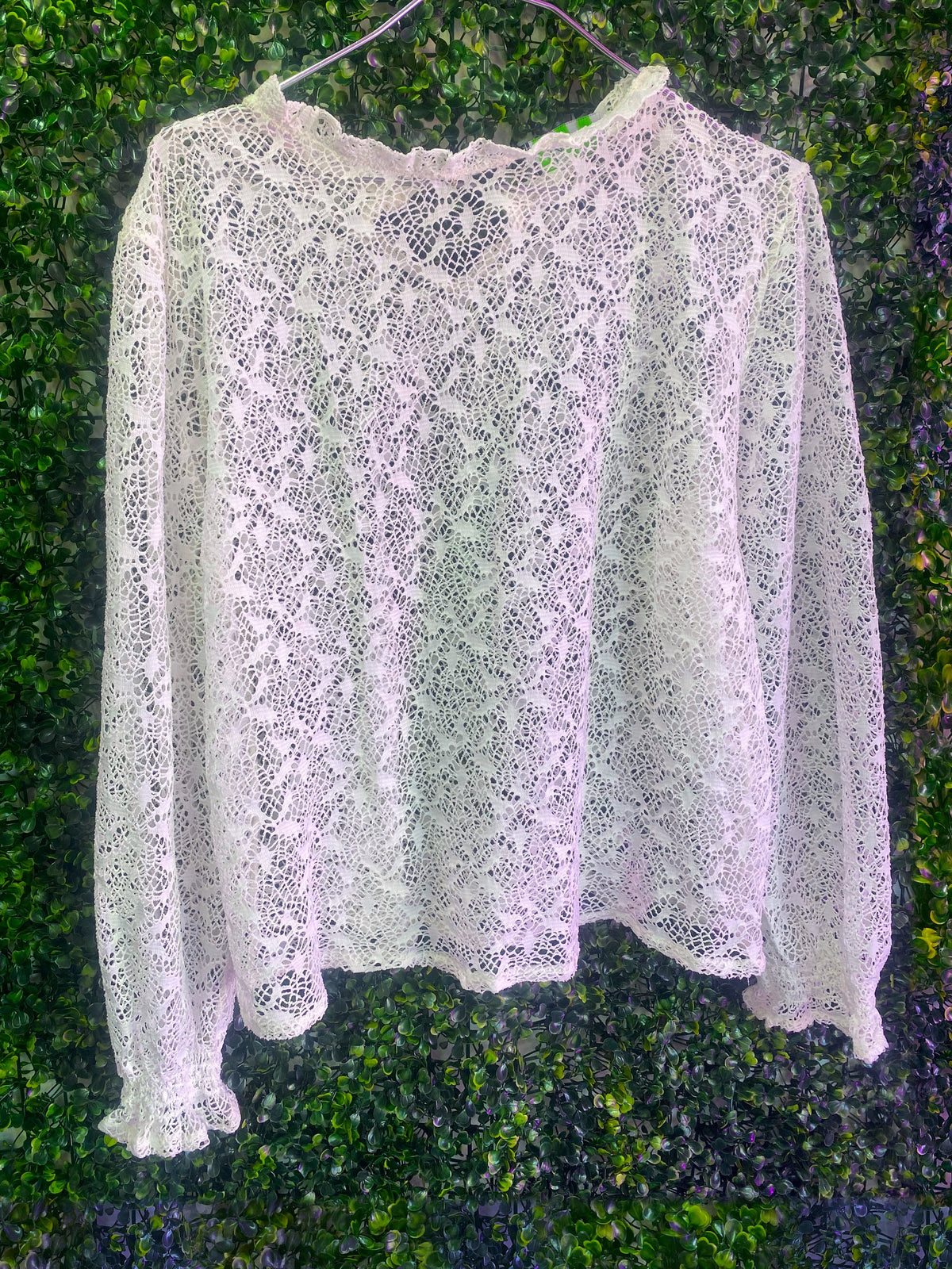 Amari Cream Lace Long Sleeve Blouse — front