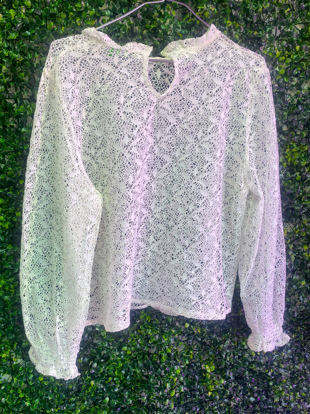 Amari Cream Lace Long Sleeve Blouse — back