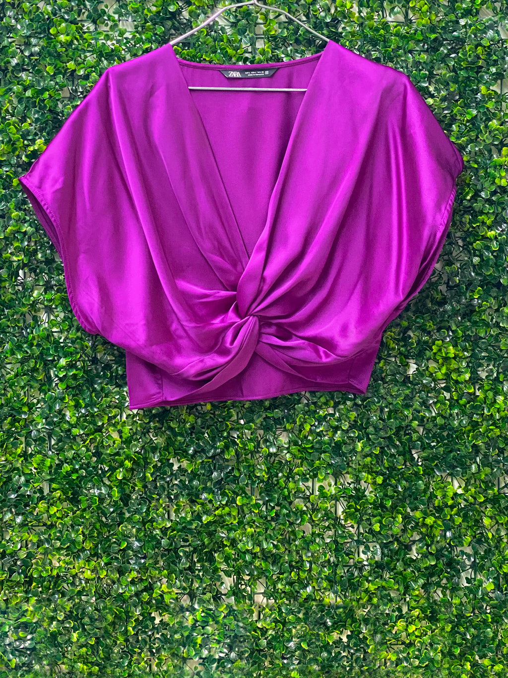 Zara Magenta Twist Front Blouse — front