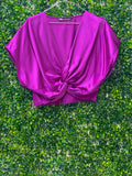 Zara Magenta Twist Front Blouse — front