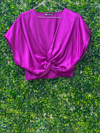 Zara Magenta Twist Front Blouse — front