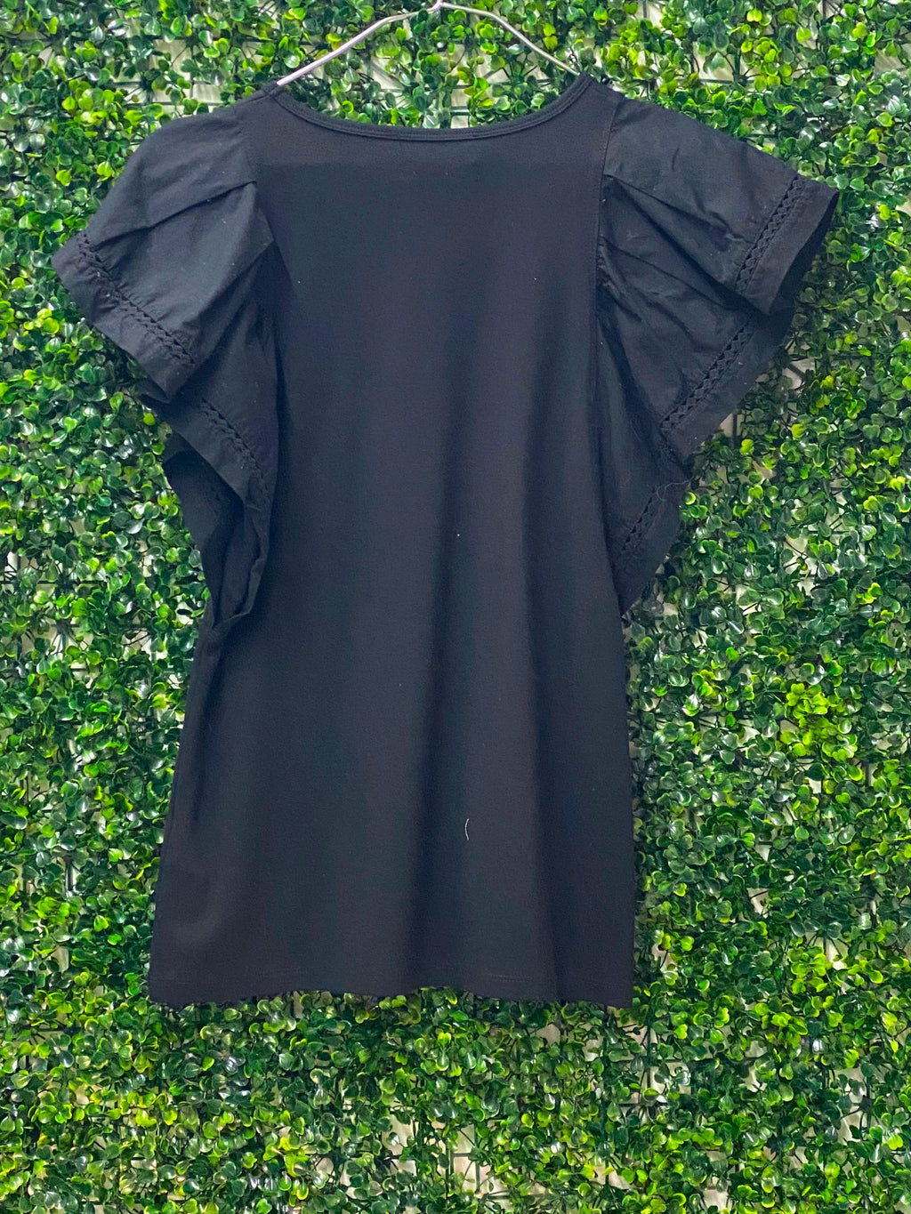 Witchery Black Flutter Sleeve Top — back