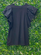 Witchery Black Flutter Sleeve Top — back