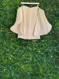 Cream Pleated Statement Sleeve Top — front