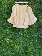 Cream Pleated Statement Sleeve Top — front